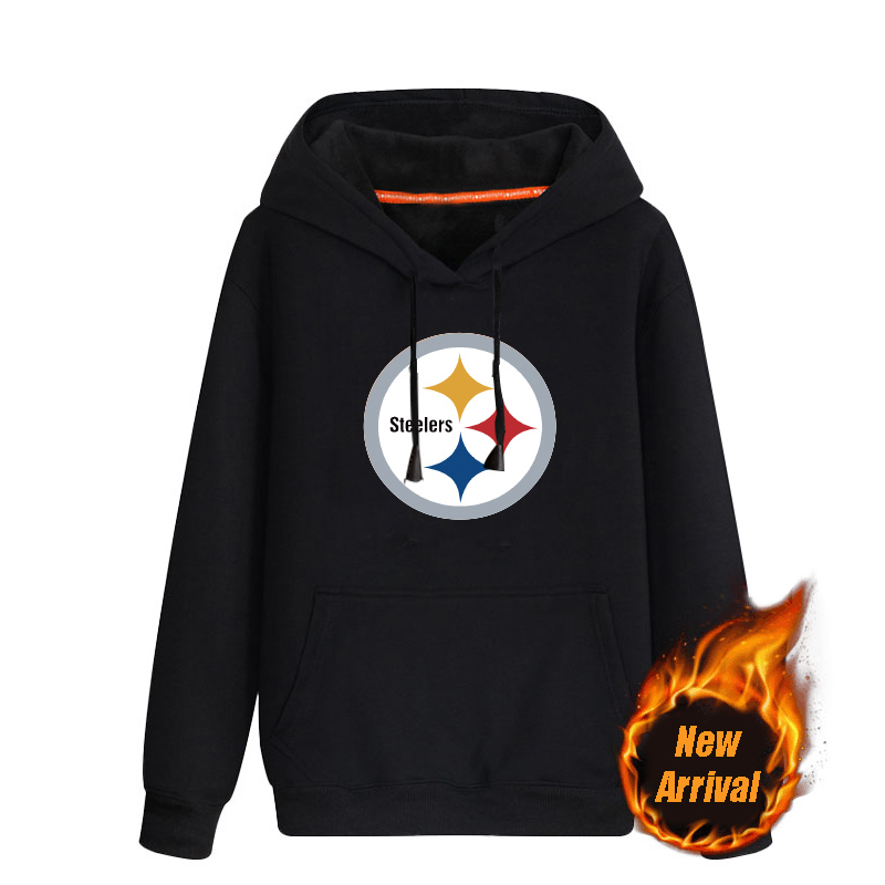 Men's Pittsburgh Steelers Black 70％cotton 30％polyester Cashmere Thickening version NFL Hoodie